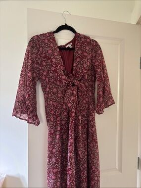 Amuse Society Burgundy Floral Midi Dress